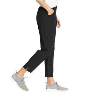 Eddie Bauer Traveler Ankle Pants Womens L Black Woven Stretch Comfort Casual